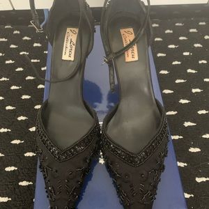 Black beaded evening shoes